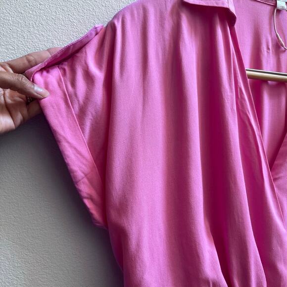 Gianni Bini V-Neck Wrap Mini Dress Pink Tab Short Sleeve Women's Small Dollcore - Picture 3 of 8